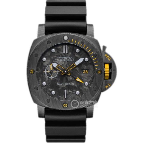 파네라이 Submersible GMT Carbotech Navy SEALs 44mm 블랙 다이얼 러버 S급 레플리카 시계