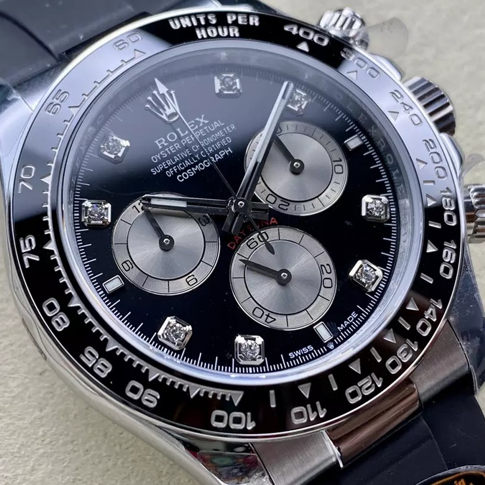 텅스텐 롤렉스 코스모그래프 데이토나 블랙 10P 다이얼 화이트 골드 러버밴드 m126515 40mm Rolex Daytona