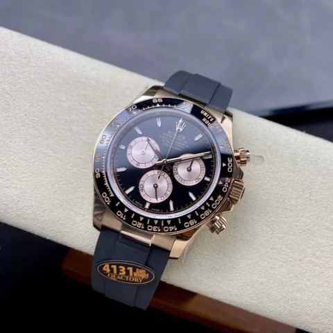 텅스텐 롤렉스 코스모그래프 데이토나 블랙 다이얼 로즈골드 러버밴드 m126515 40mm Rolex Daytona