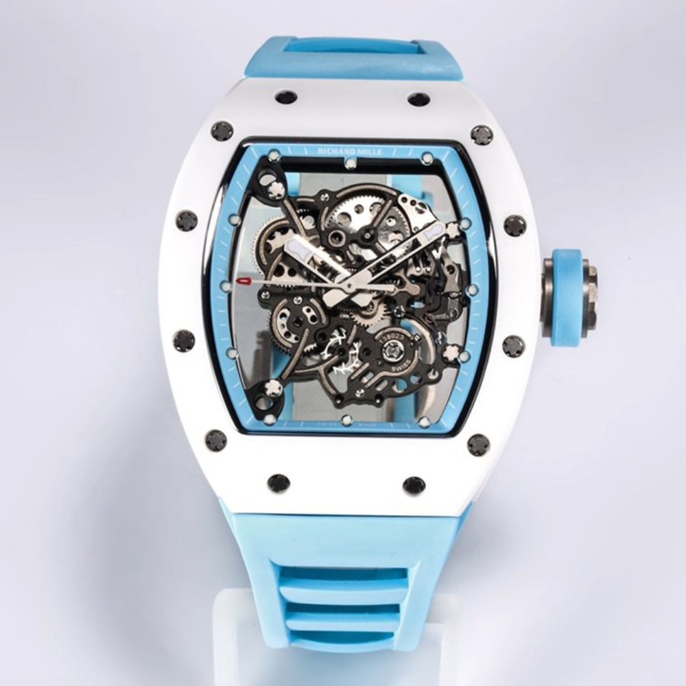 리차드밀 부바왓슨 화이트 블루 러버밴드 NTPT RM-055 Richard Mille Bubba Watson