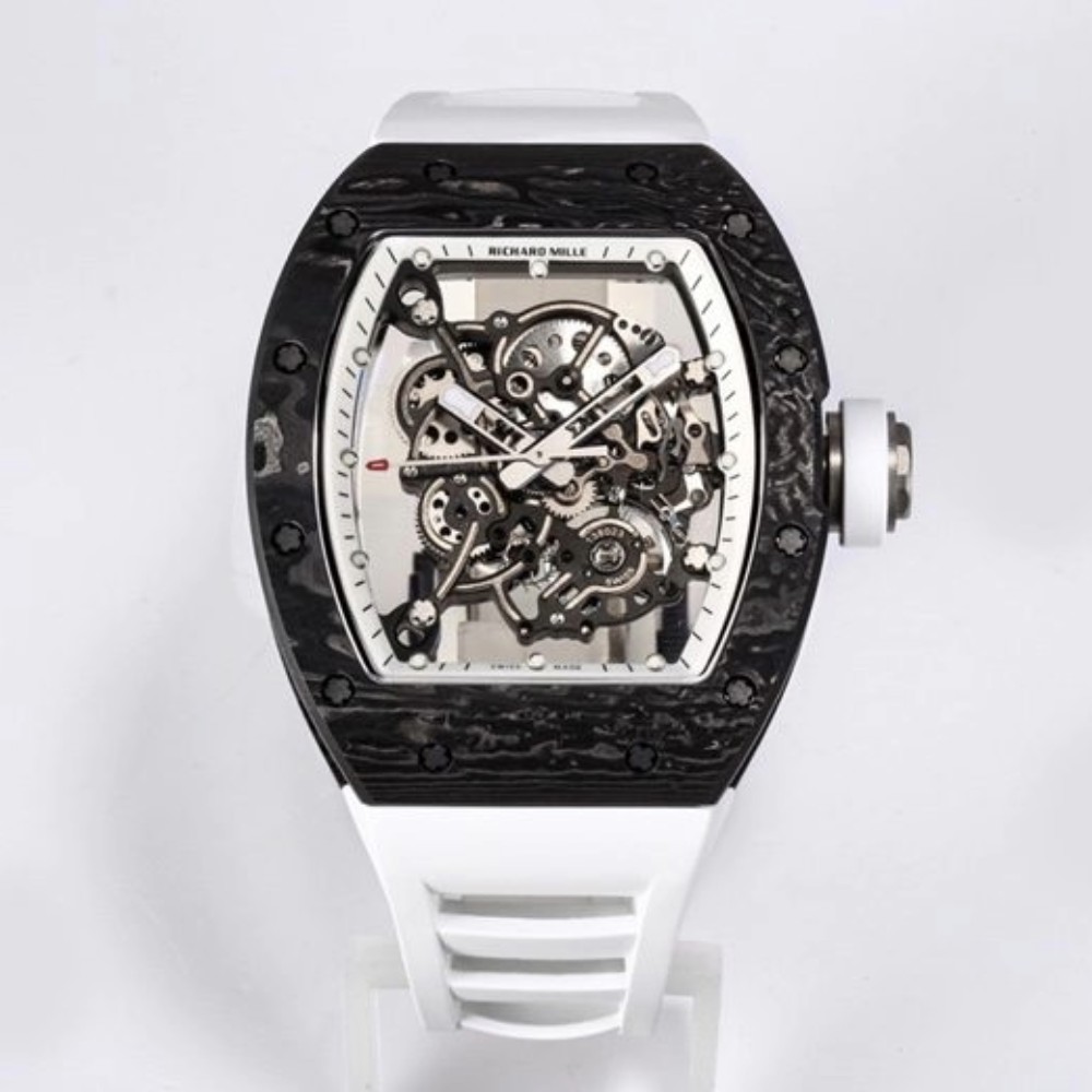 리차드밀 블랙 카본 뚜르비옹 화이트 러버밴드 RM-055 Richard Mille