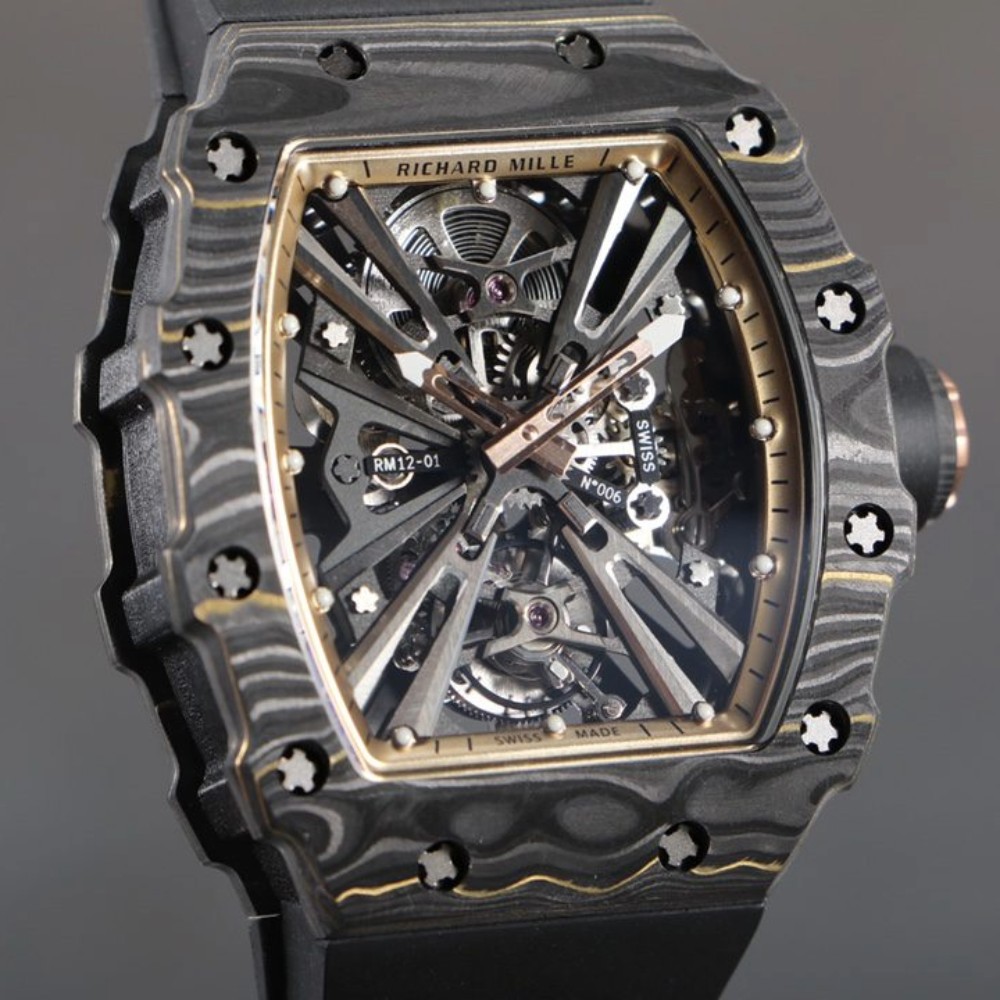 리차드밀 블랙 골드 카본 파이버 뚜르비옹 러버밴드 RM12-01 Richard Mille