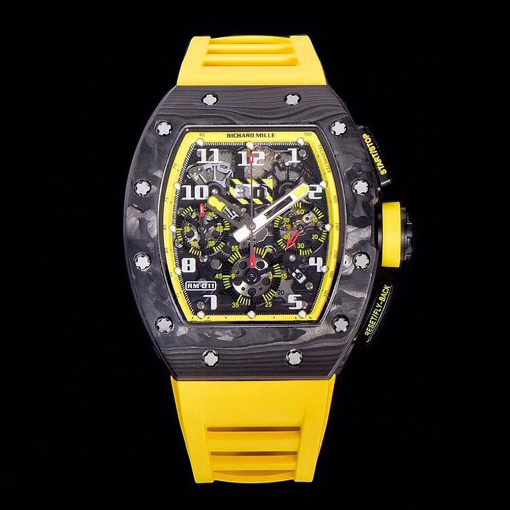 리차드밀 RM-011 옐로우 스톰 블랙 러버밴드 Richard Mille