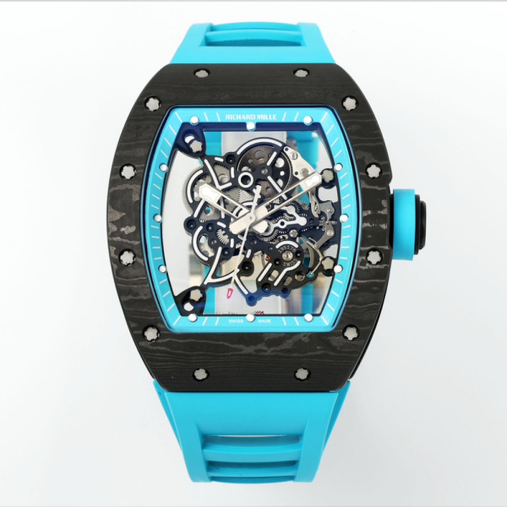 리차드밀 부바왓슨 블랙 카본 케이스 블루 포인트 블루 밴드 RM-055 Richard Mille