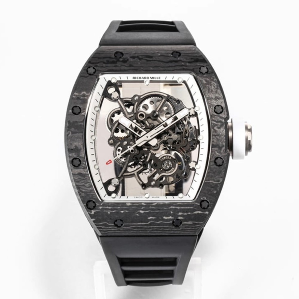 리차드밀 부바왓슨 블랙 카본 케이스 화이트 포인트 블랙 밴드 RM-055 Richard Mille
