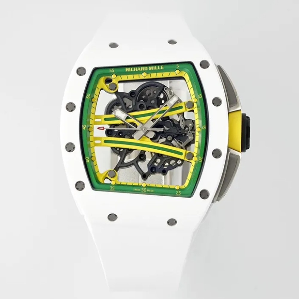 리차드밀 RM61-01 화이트 세라믹 1:1 베스트 에디션 그린 러버 스트랩 RMUL2 Richard Mille