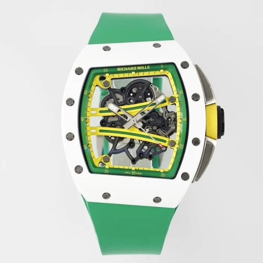 리차드밀 RM61-01 화이트 세라믹 1:1 베스트 에디션 그린 러버 스트랩 RMUL2 Richard Mille