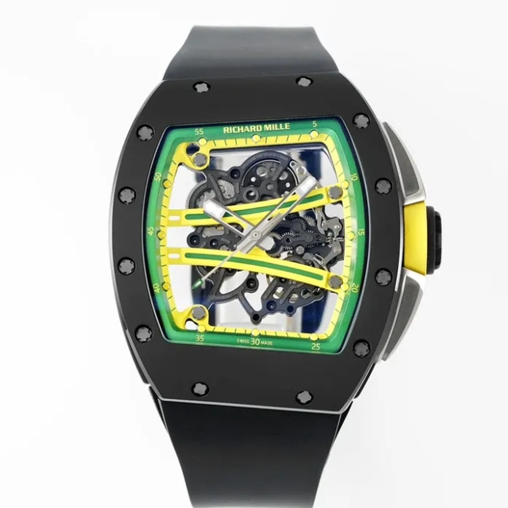 리차드밀 RM61-01 블랙 세라믹 1:1 베스트 에디션 옐로우 러버 스트랩 RMUL2 Richard Mille