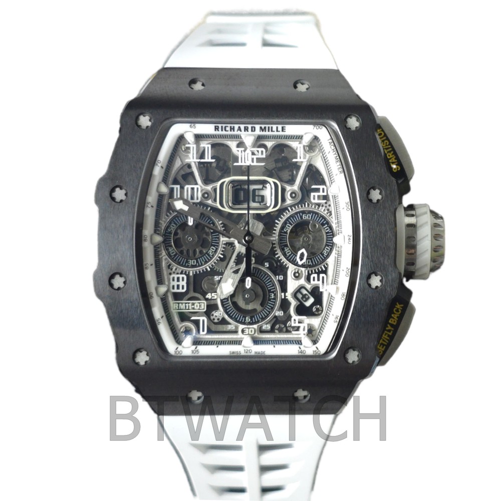 (국내 입고중)리차드밀 RM11-03 블랙 세라믹 베젤 화이트 러버밴드 Richard Mille